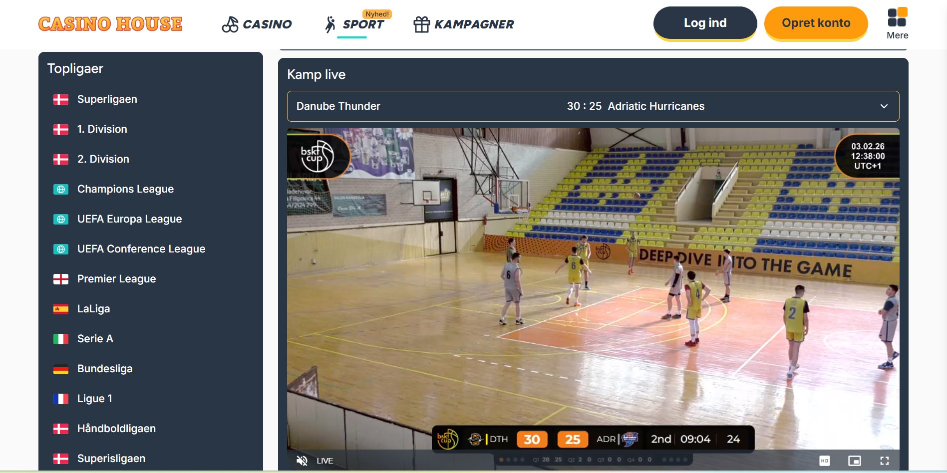 Live betting og streaming hos Casino House