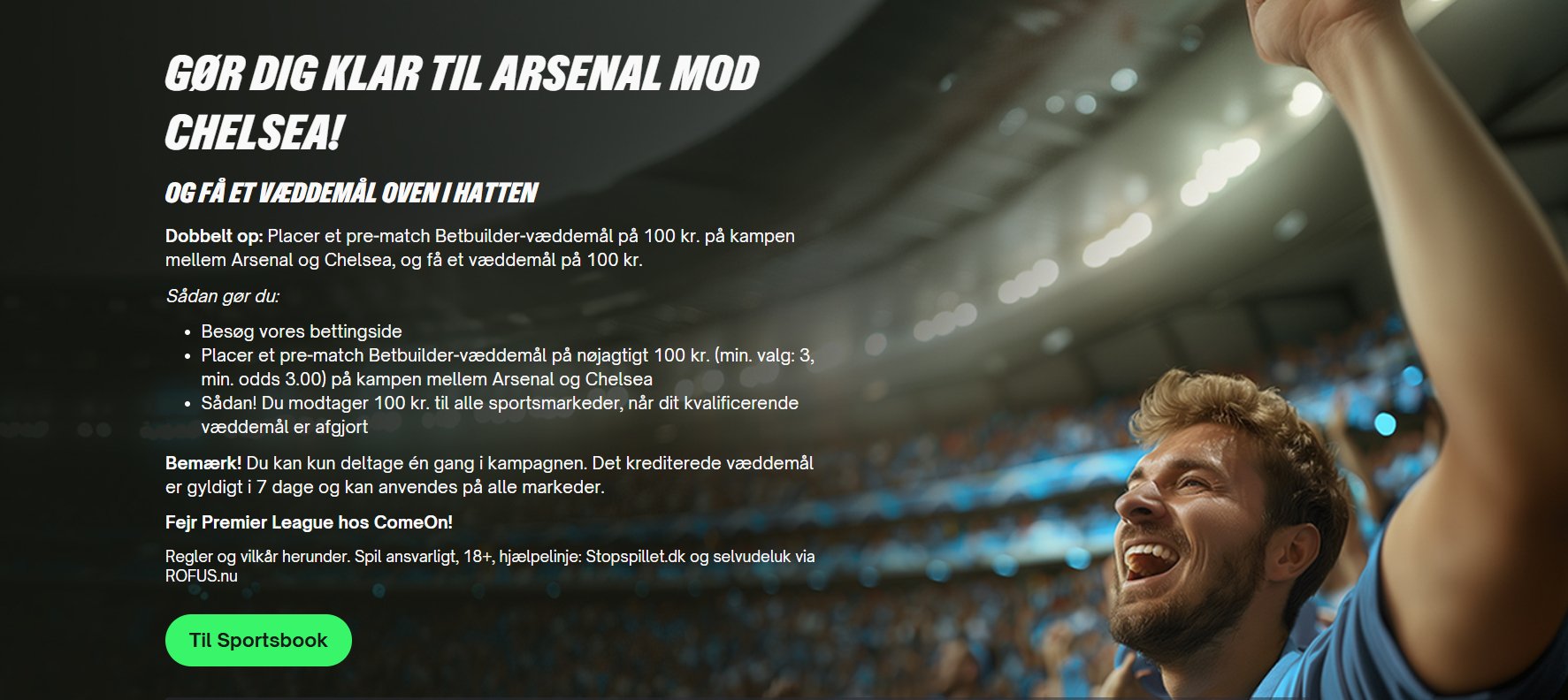 Kampagne hos ComeOn i forbindelse med Arsenal - Chelsea